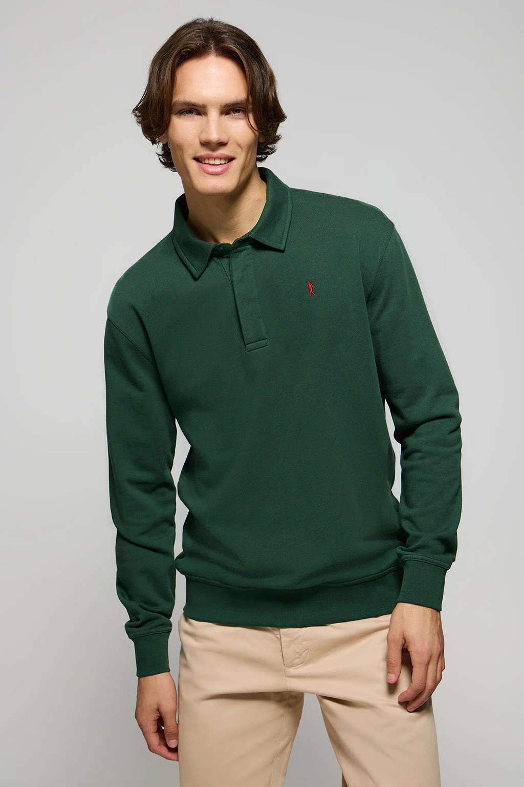 Sudadera cuello polo verde con bordado Rigby Go - Image 4