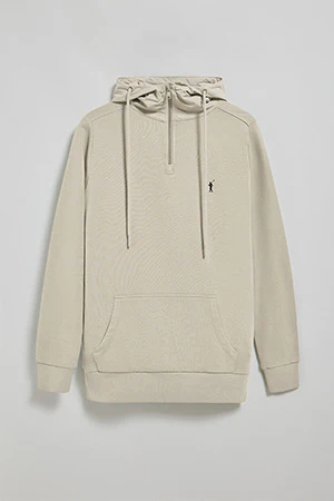 Sudadera beige de media cremallera con capucha y bordado Rigby Go - Image 2