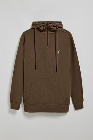 Sudadera marrón oscuro de media cremallera con capucha y bordado Rigby Go - Image 2