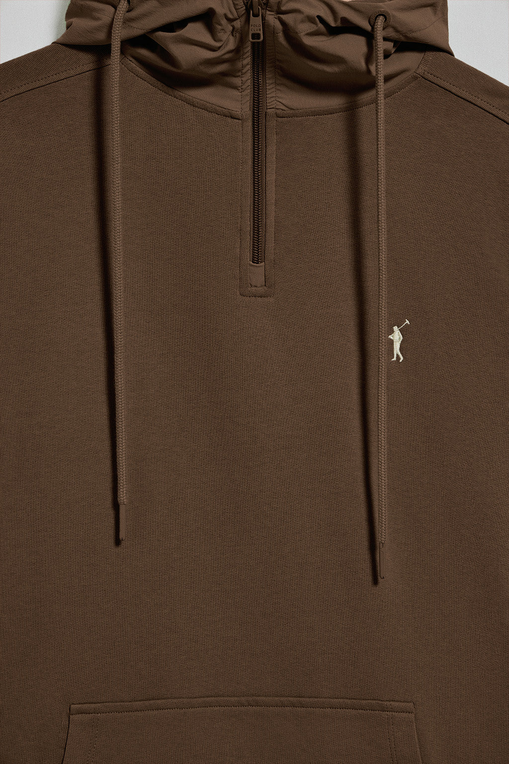 Sudadera marrón oscuro de media cremallera con capucha y bordado Rigby Go - Image 6