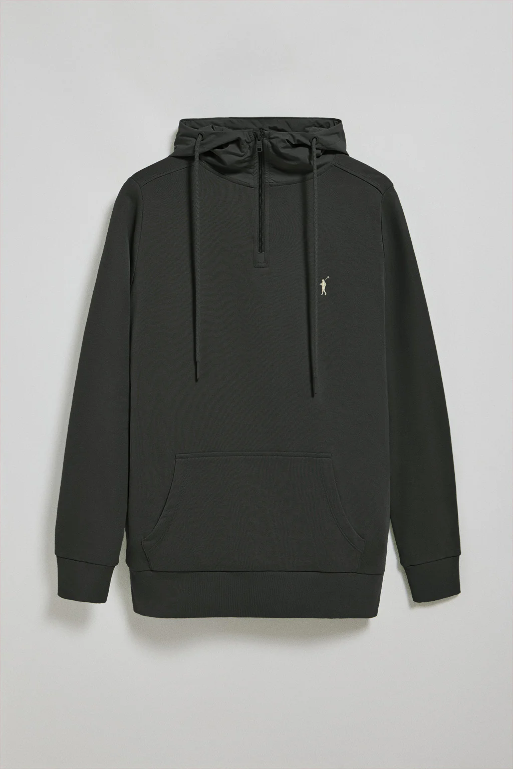Sudadera negra de media cremallera con capucha y bordado Rigby Go - Image 4