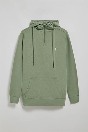 Sudadera verde jade de media cremallera con capucha y bordado Rigby Go - Image 9