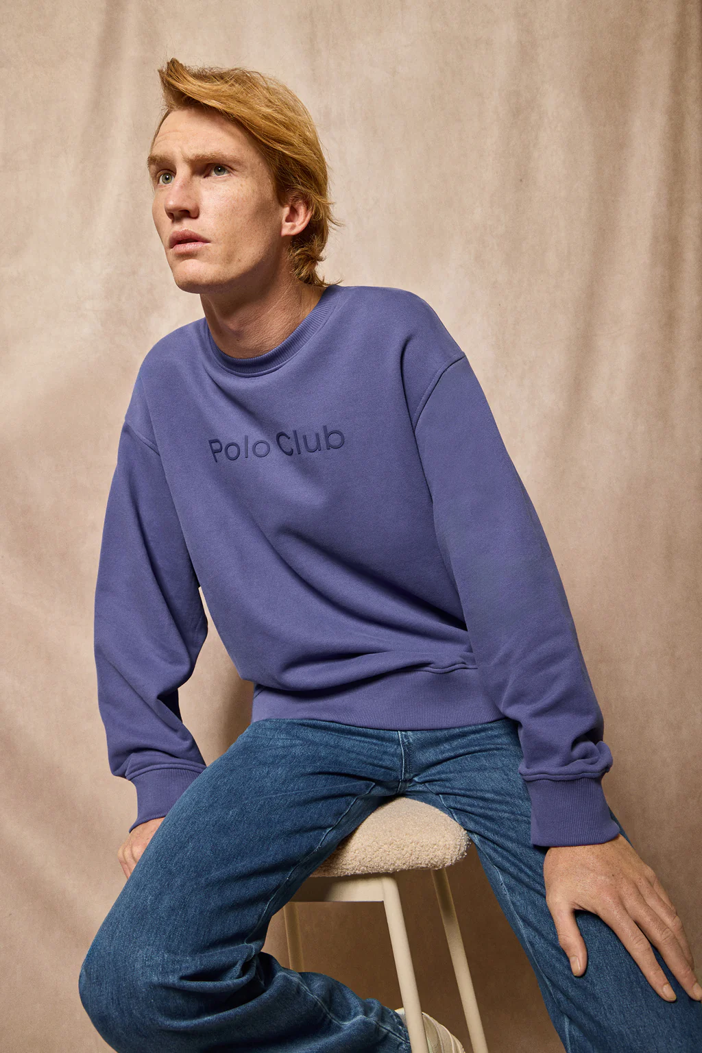 Sudadera azul de cuello redondo con logotipo Polo Club - Image 3