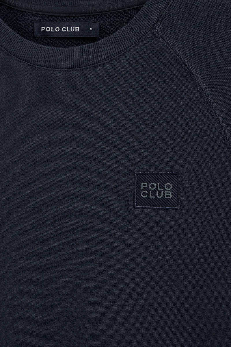 Sudadera azul marino con cuello redondo y parche Polo Club - Image 7
