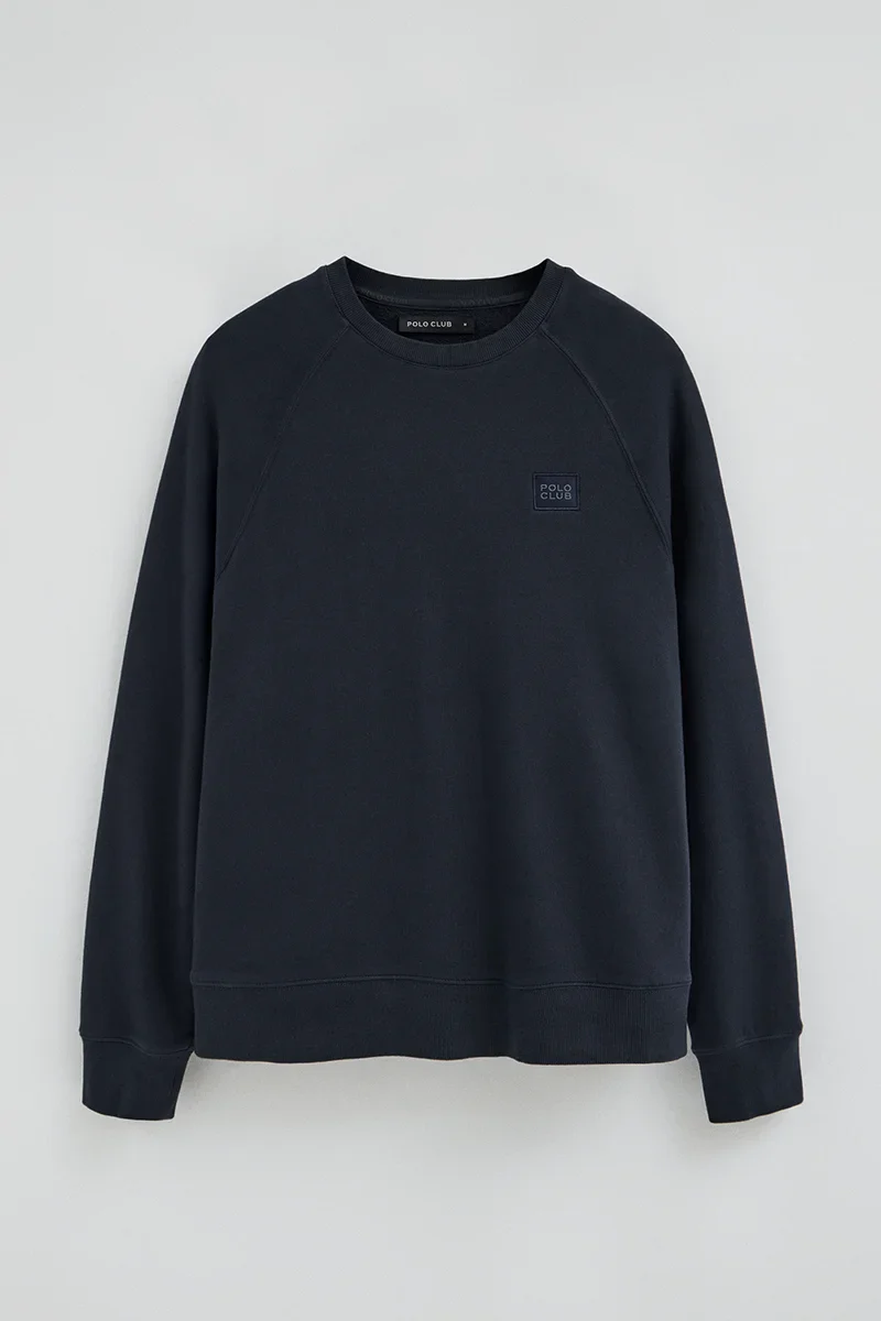 Sudadera azul marino con cuello redondo y parche Polo Club - Image 9