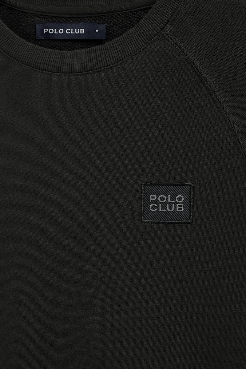 Sudadera negra con cuello redondo y parche Polo Club - Image 7