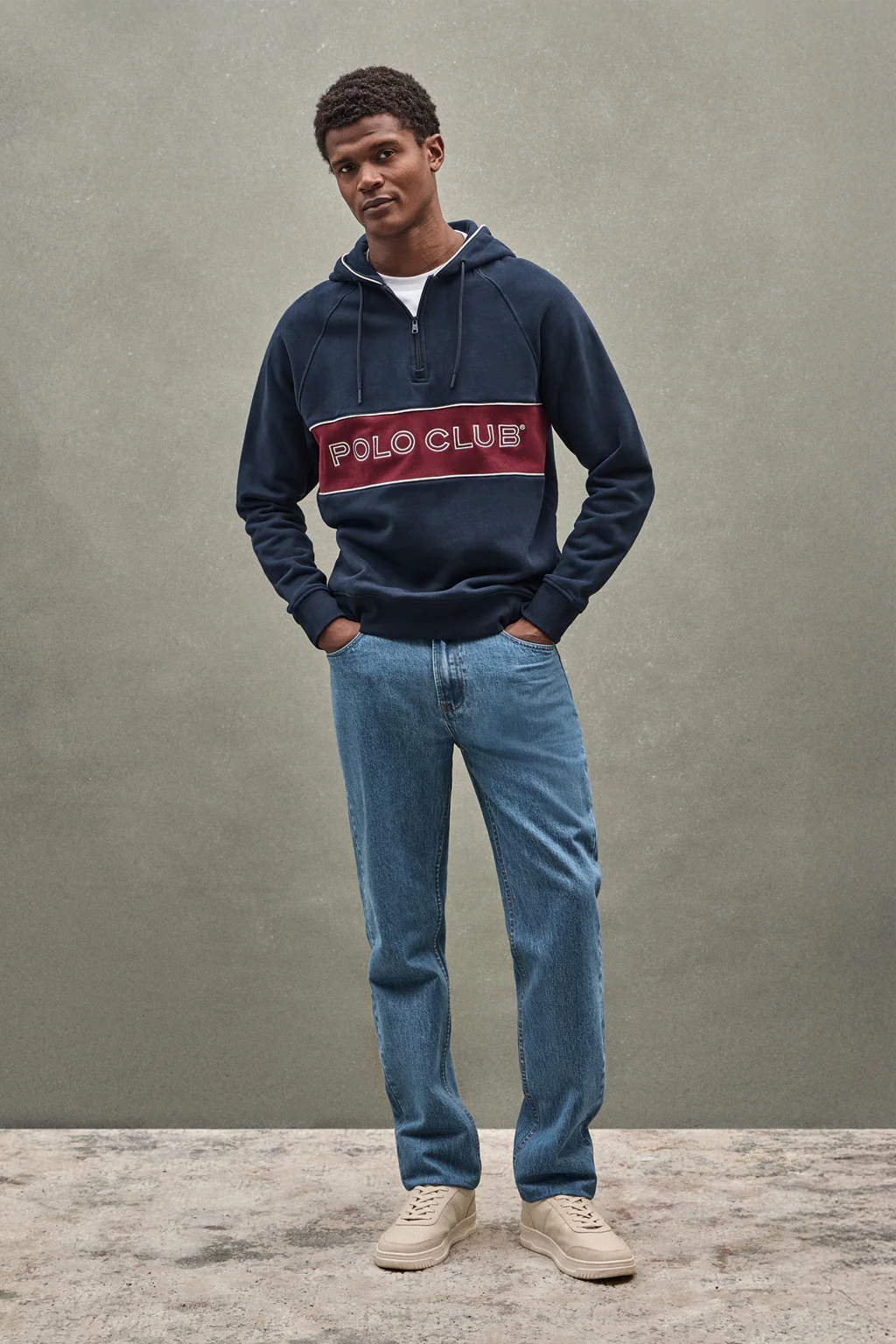 Sudadera azul marino con media cremallera y logo Polo Club - Image 5