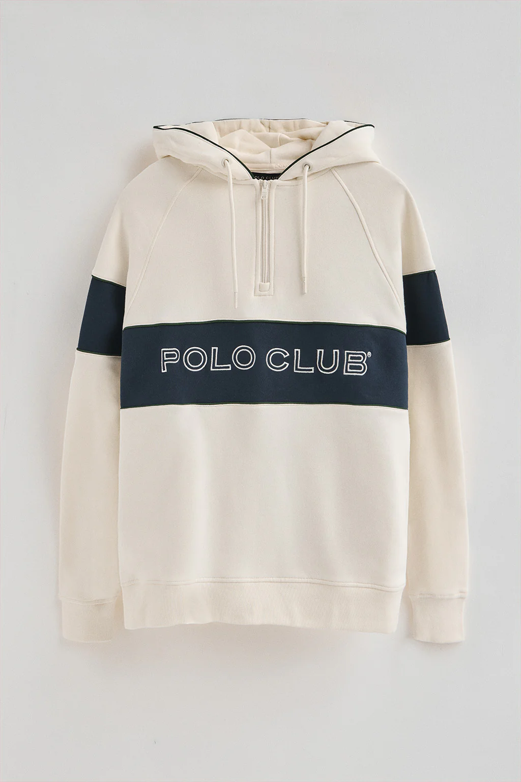 Sudadera color crudo con media cremallera y logo Polo Club - Image 6