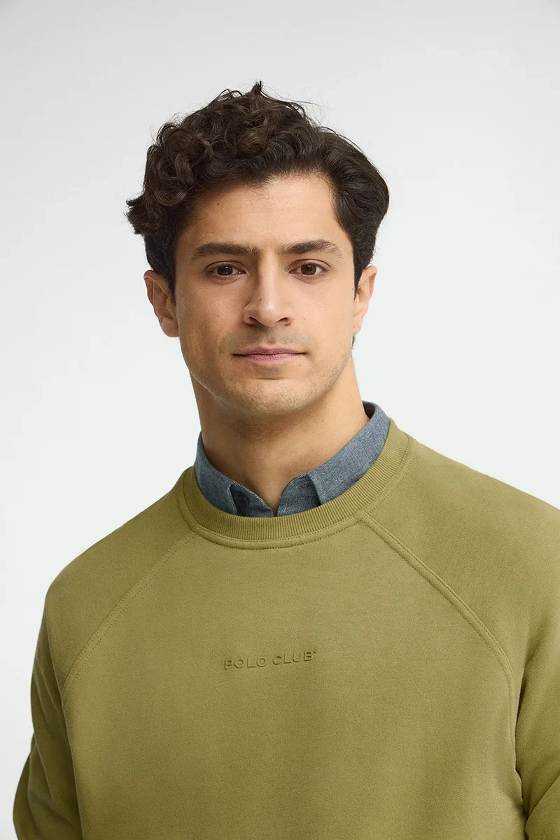 Sudadera verde hoja de corte relajado con logo engomado Polo Club - Image 3