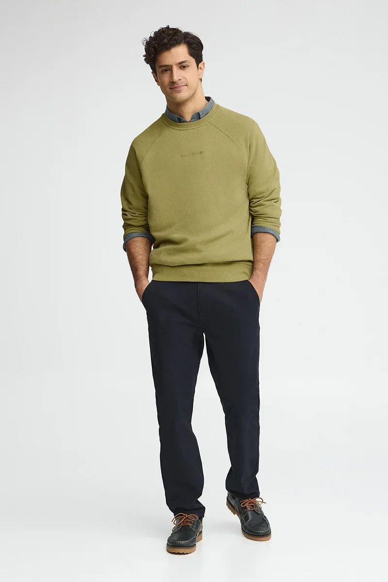 Sudadera verde hoja de corte relajado con logo engomado Polo Club - Image 4