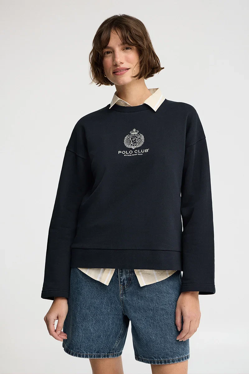 Sudadera azul marino de corte recto con logo Nautic Polo Club