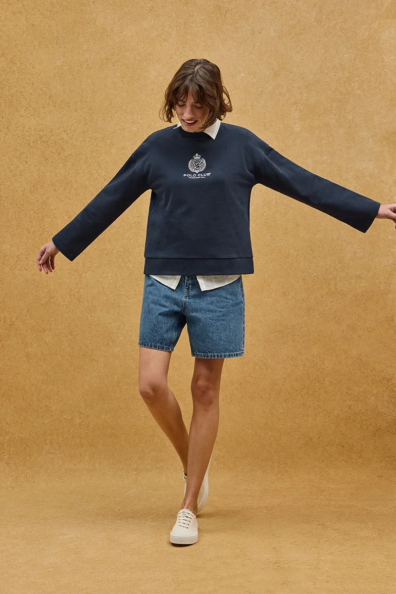 Sudadera azul marino de corte recto con logo Nautic Polo Club - Image 2