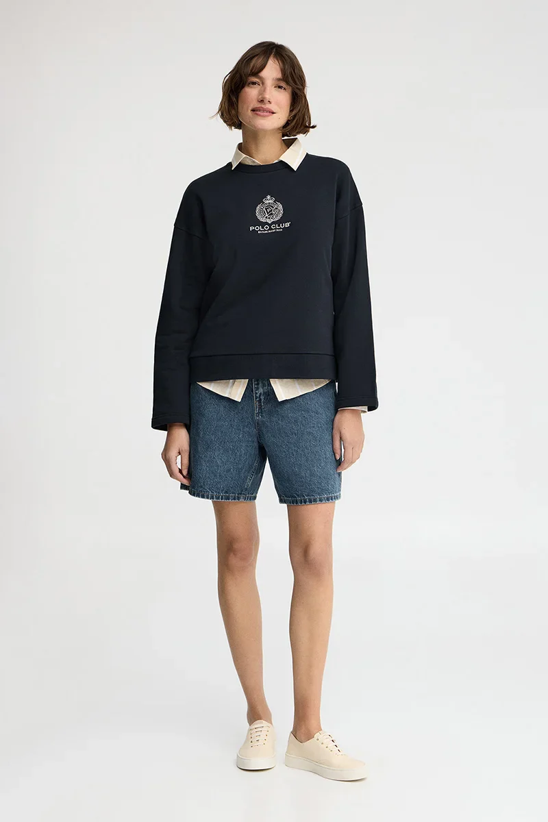 Sudadera azul marino de corte recto con logo Nautic Polo Club - Image 4