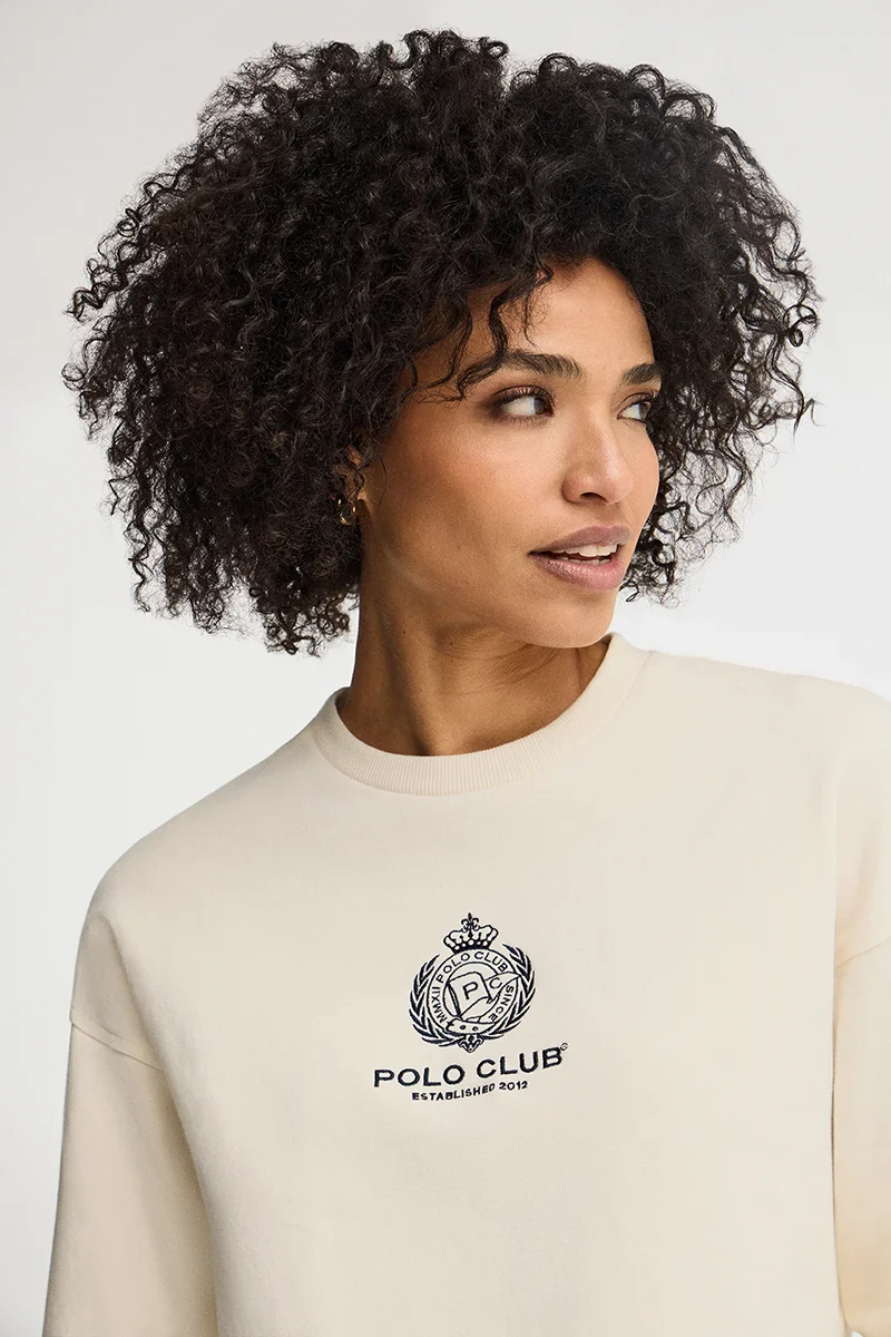 Sudadera color crudo de corte recto con logo Nautic Polo Club