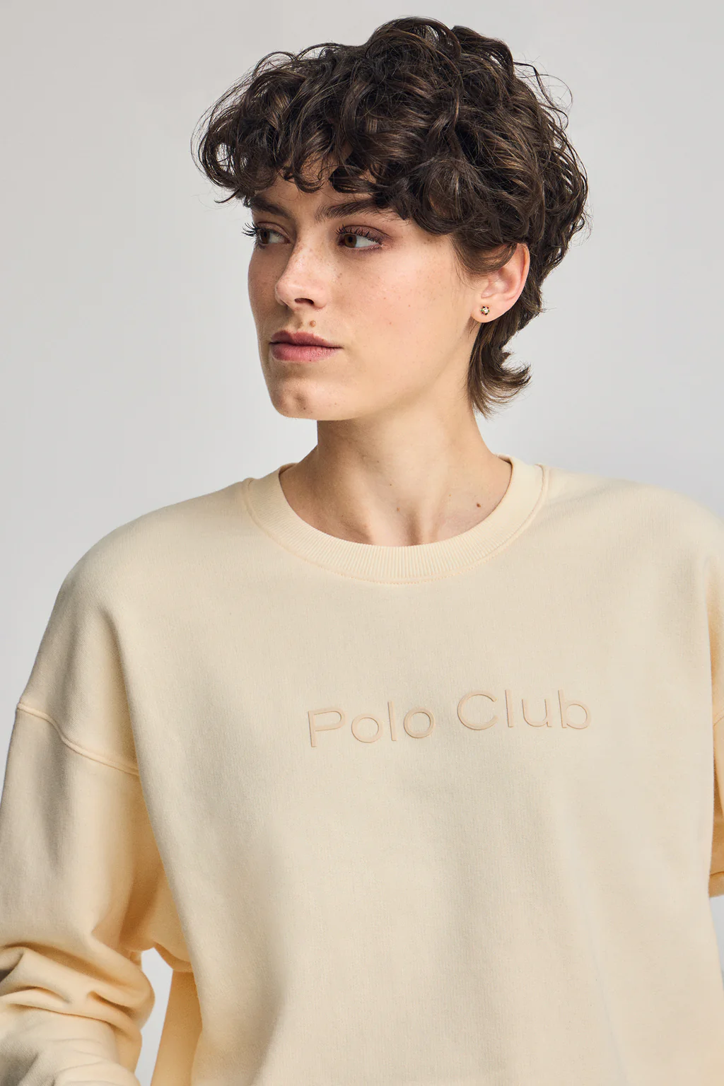Sudadera color crudo con logo frontal engomado Polo Club - Image 2