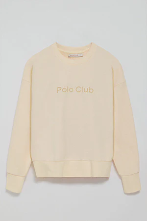 Sudadera color crudo con logo frontal engomado Polo Club - Image 6