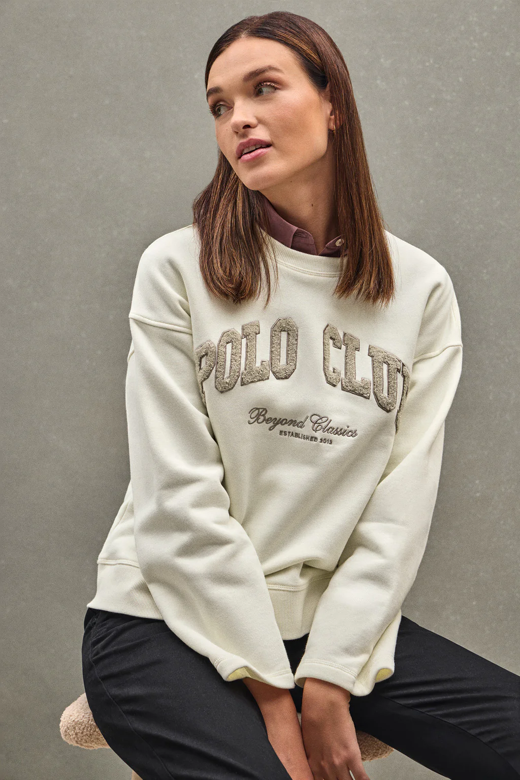 Sudadera color crudo de corte holgado con logo Established 2012 Polo Club - Image 4
