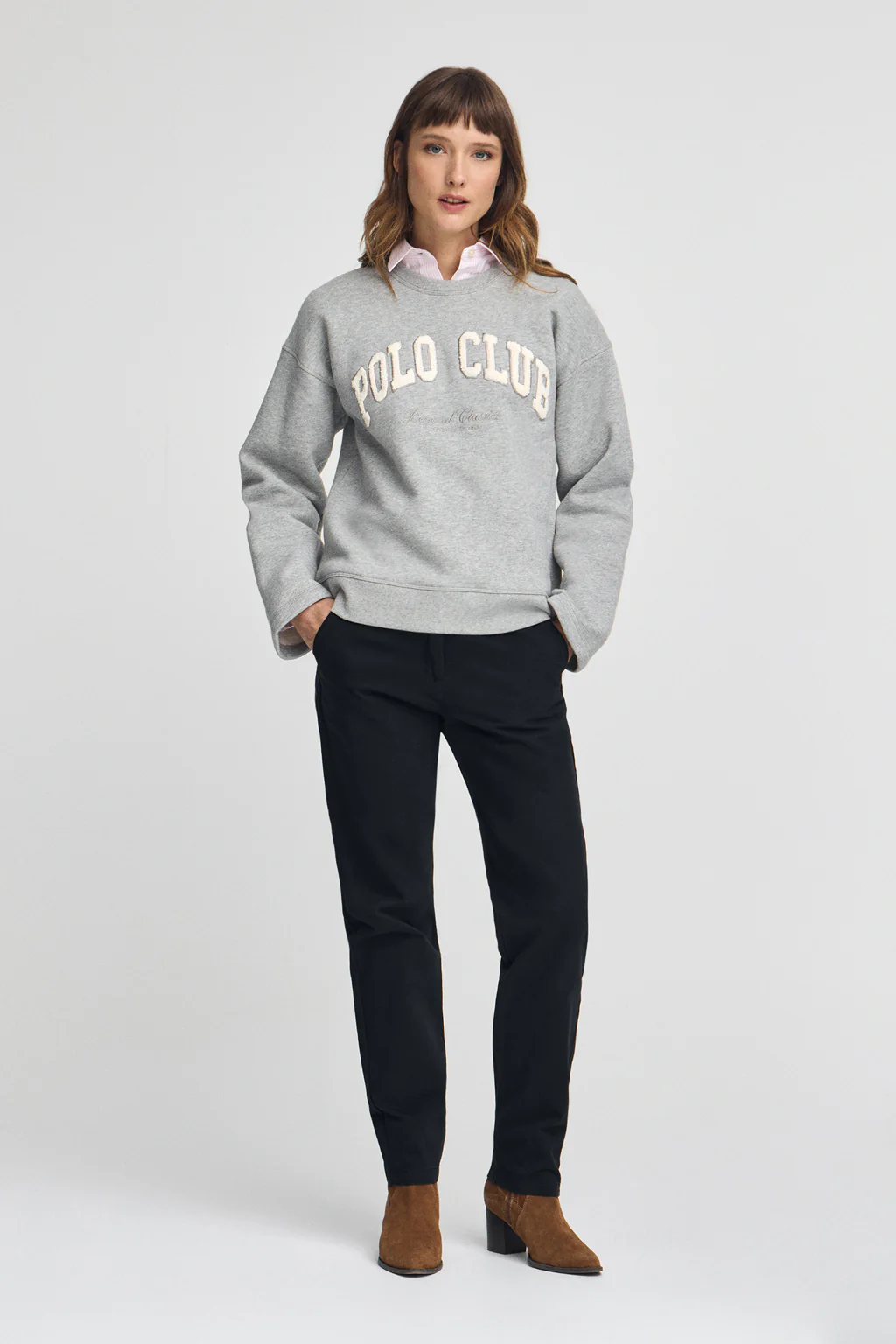 Sudadera gris vigoré de corte holgado con logo Established 2012 Polo Club - Image 4
