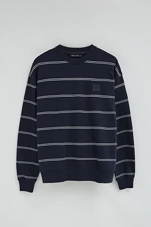 Sudadera de rayas azul marino con parche Polo Club - Image 10