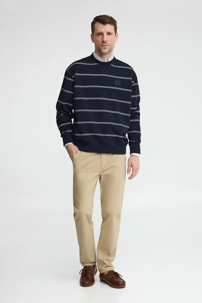 Sudadera de rayas azul marino con parche Polo Club - Image 4