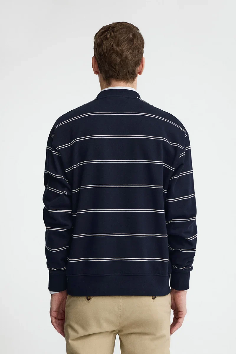 Sudadera de rayas azul marino con parche Polo Club - Image 5