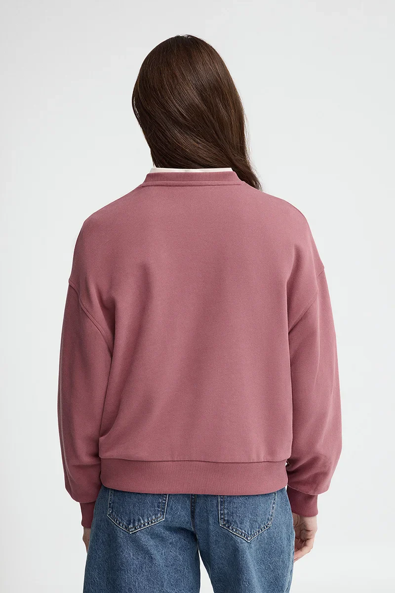 Sudadera rosa retro de corte holgado con logo en relieve Polo Club - Image 5