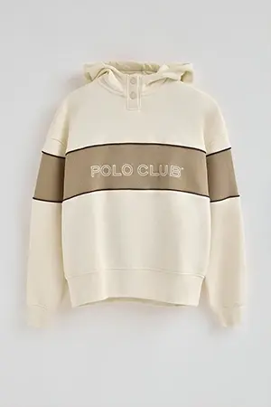 Sudadera color crudo con capucha y logo Polo Club - Image 10