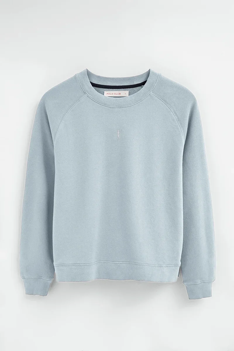 Sudadera azul claro de manga ranglan con bordado Rigby Go - Image 9