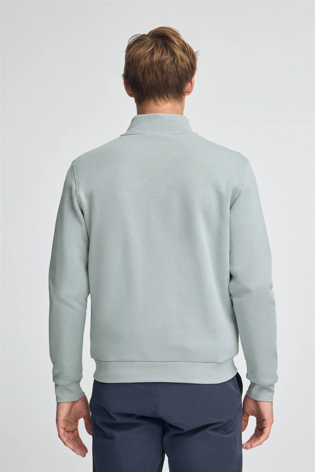 Sudadera gris azulada de media cremallera con logo Rigby Go - Image 4