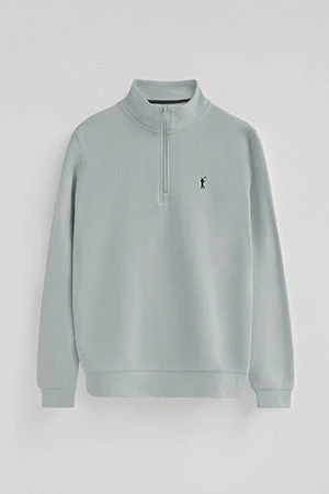 Sudadera gris azulada de media cremallera con logo Rigby Go - Image 8