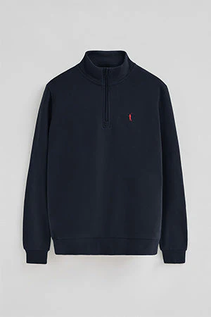 Sudadera azul marino de media cremallera con logo Rigby Go - Image 8