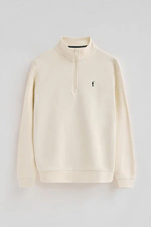Sudadera color crudo de media cremallera con logo Rigby Go - Image 8