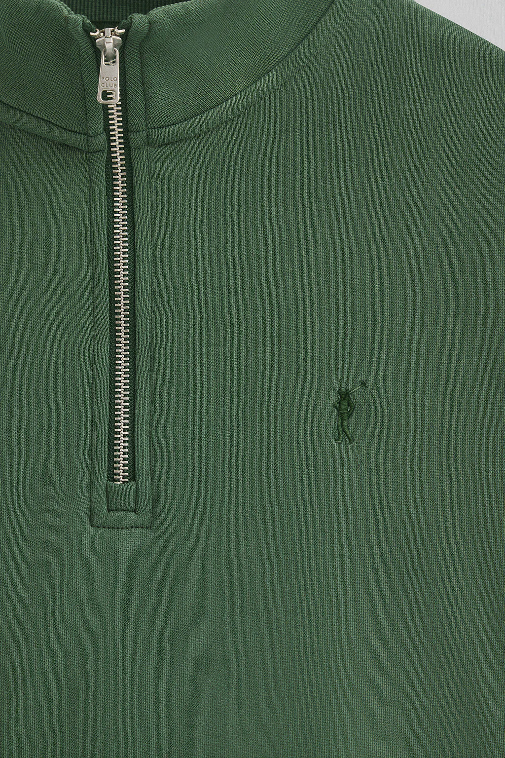 Sudadera verde botella de media cremallera y efecto lavado con logo Rigby Go - Image 6