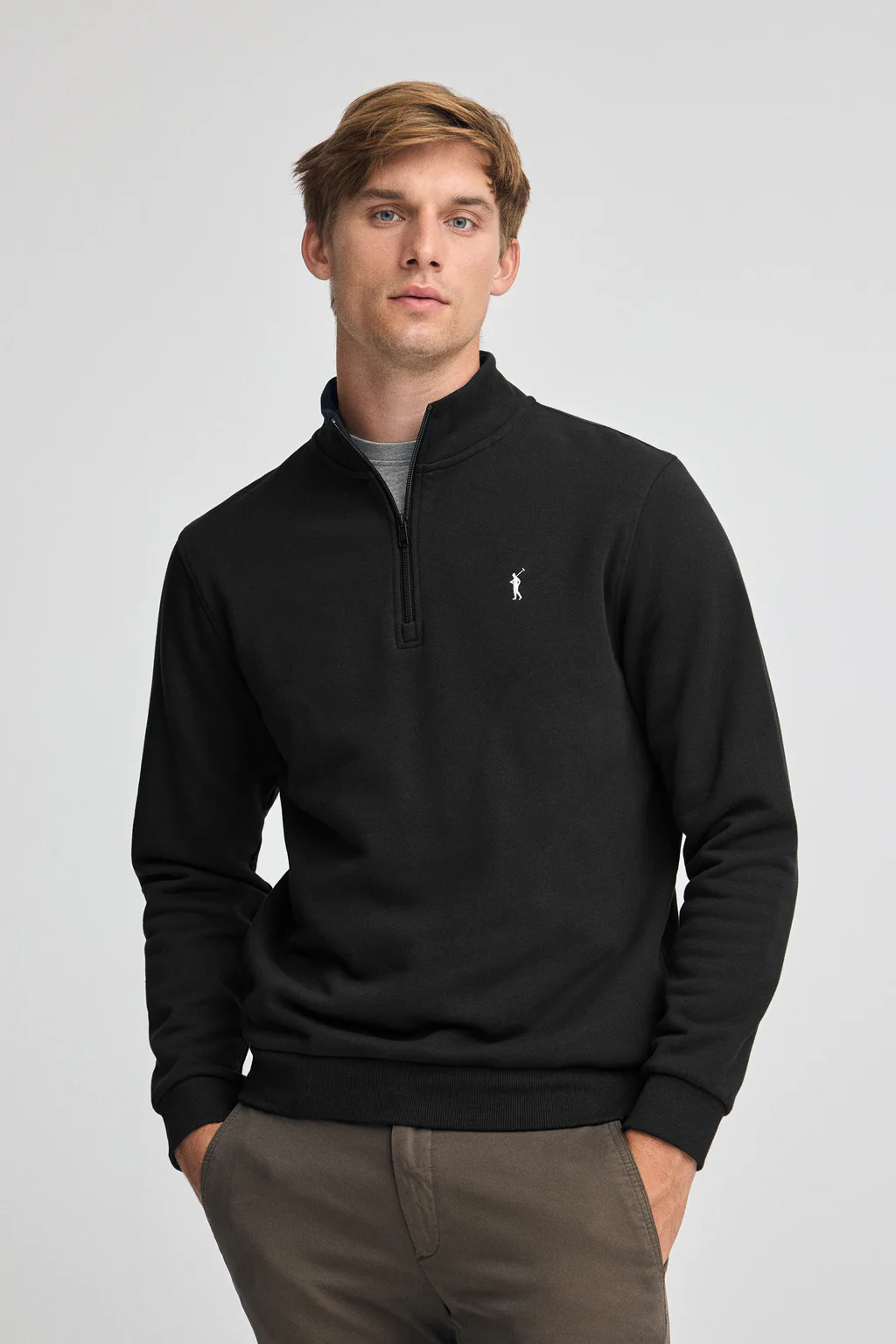 Sudadera negra de media cremallera con logo Rigby Go