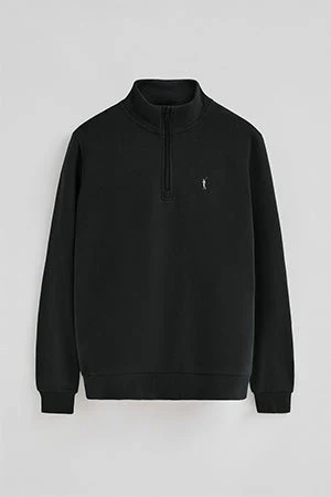 Sudadera negra de media cremallera con logo Rigby Go - Image 8