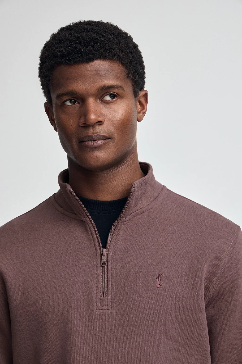 Sudadera rosa taupe de media cremallera con logo Rigby Go - Image 2