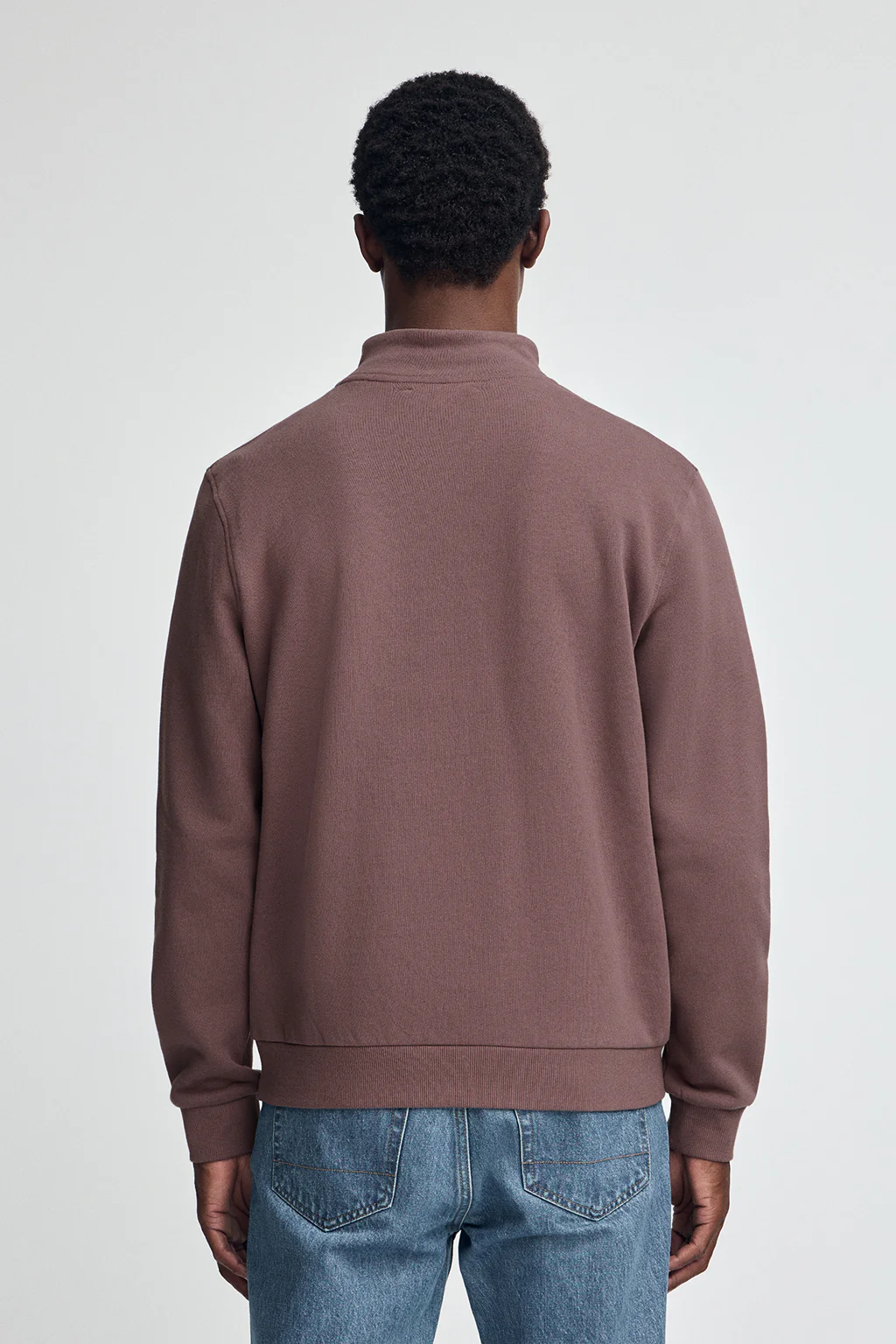 Sudadera rosa taupe de media cremallera con logo Rigby Go - Image 4