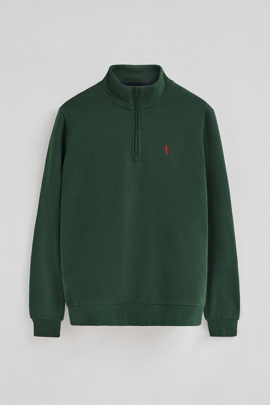 Sudadera verde botella de media cremallera con logo Rigby Go - Image 5