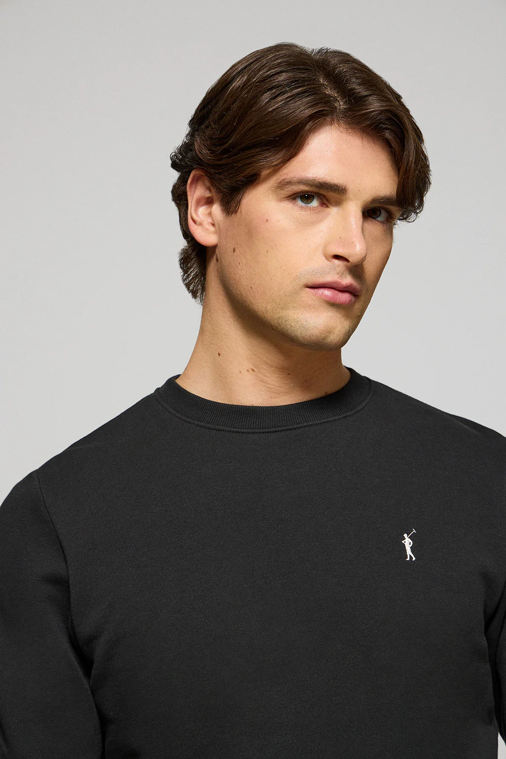 Sudadera negra relax de cuello redondo y bordado Rigby Go - Image 2