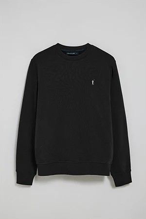 Sudadera negra relax de cuello redondo y bordado Rigby Go - Image 8