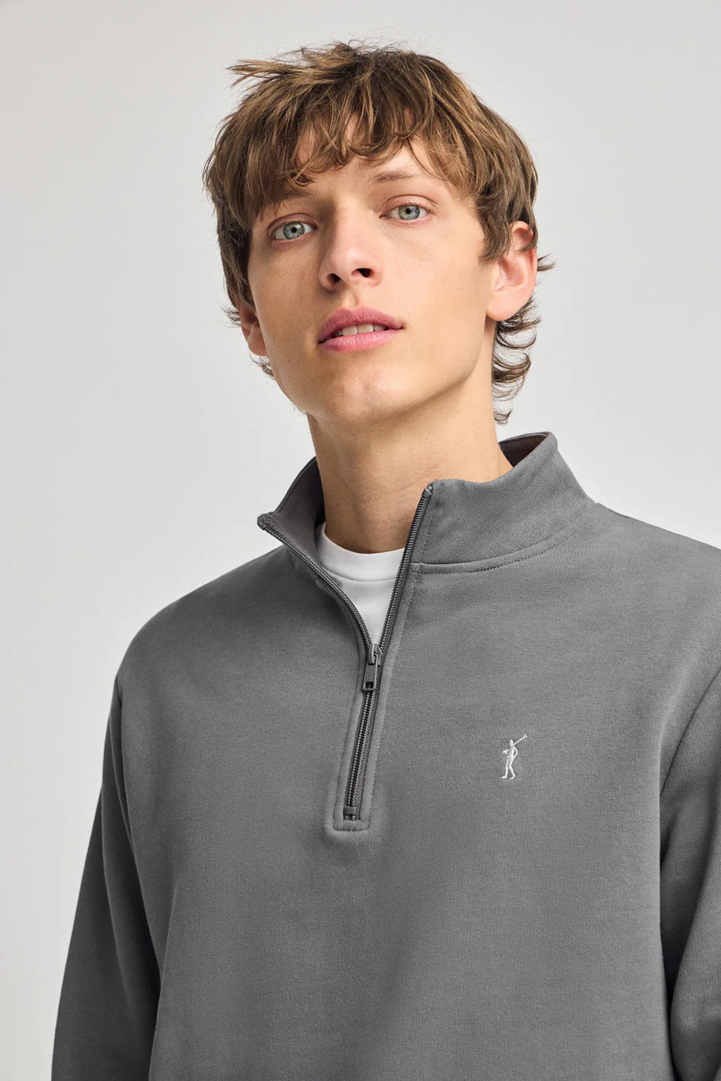 Sudadera gris asfalto de media cremallera y bordado Rigby Go - Image 2