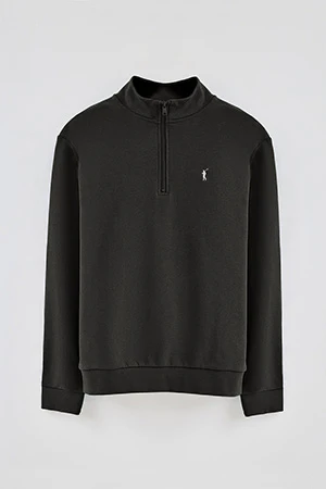Sudadera negra de media cremallera y bordado Rigby Go - Image 6