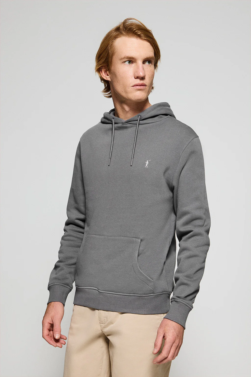 Sudadera gris asfalto de capucha y bolsillos con logo bordado Rigby Go