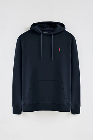 Sudadera azul marino con capucha y bordado Rigby Go - Image 8