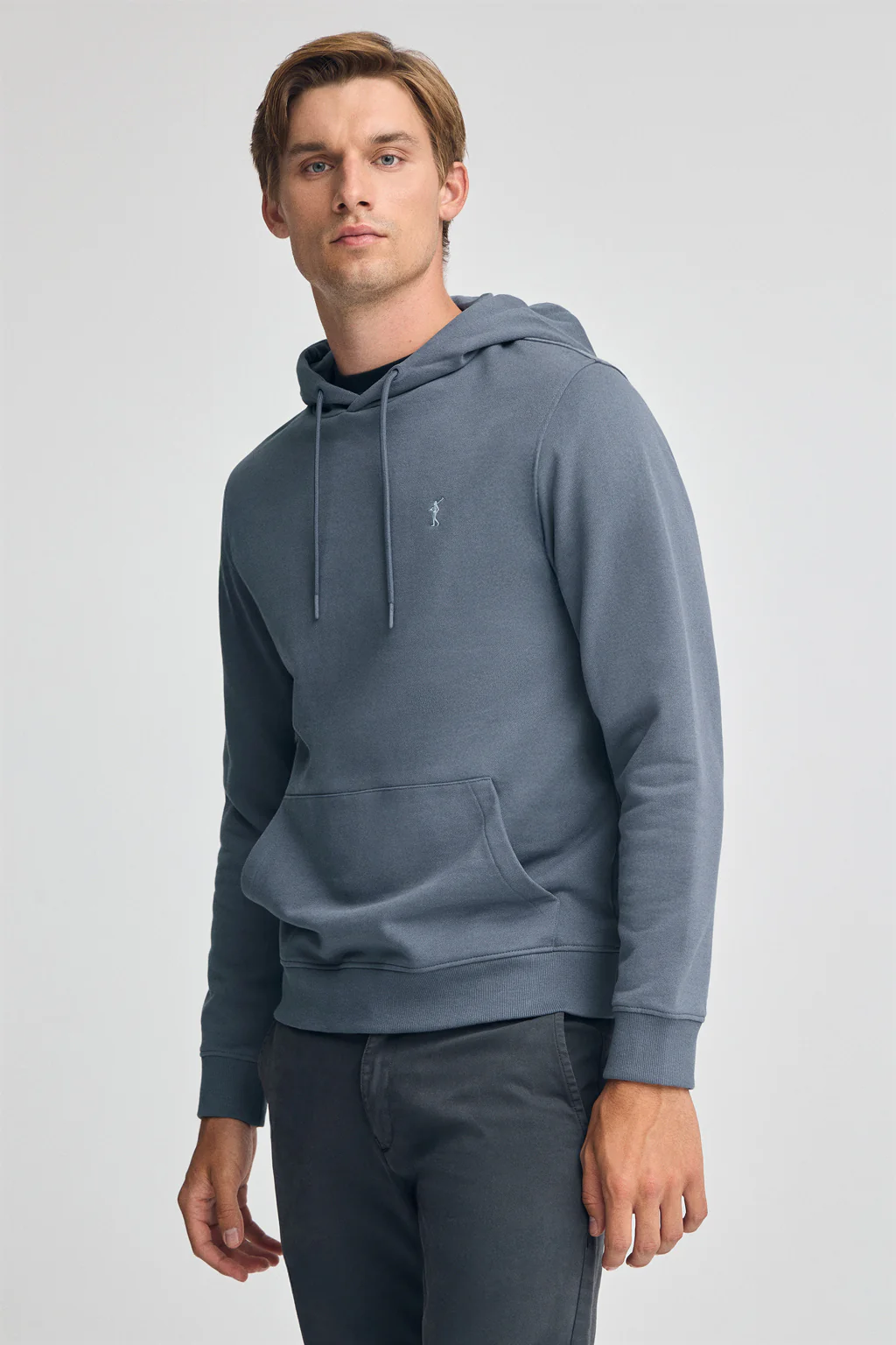 Sudadera azul denim con capucha de corte regular con logo Rigby Go