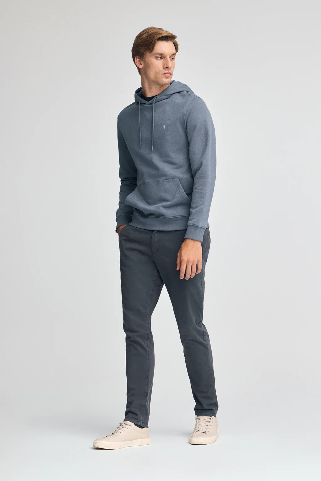 Sudadera azul denim con capucha de corte regular con logo Rigby Go - Image 3
