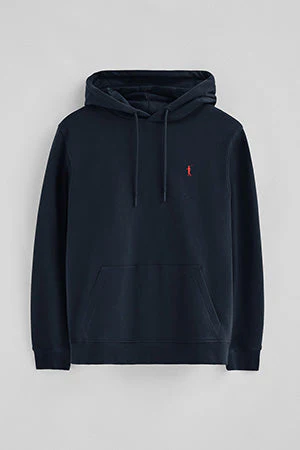 Sudadera azul marino con capucha de corte regular con logo Rigby Go - Image 9