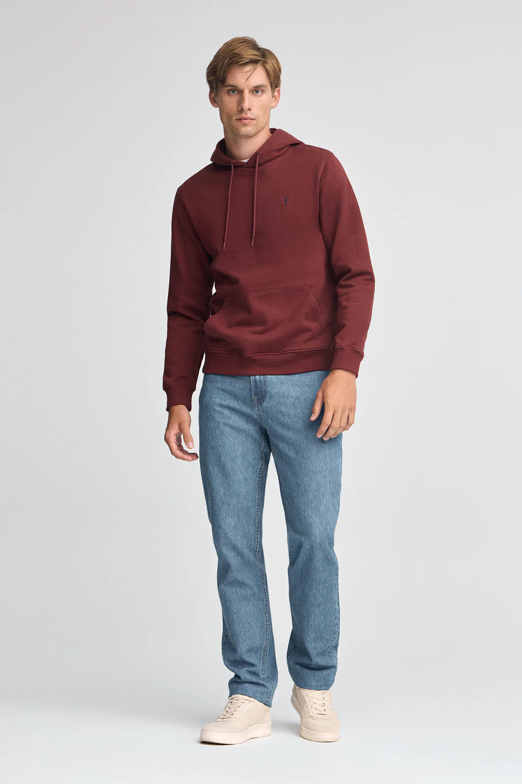 Sudadera granate con capucha de corte regular con logo Rigby Go - Image 3