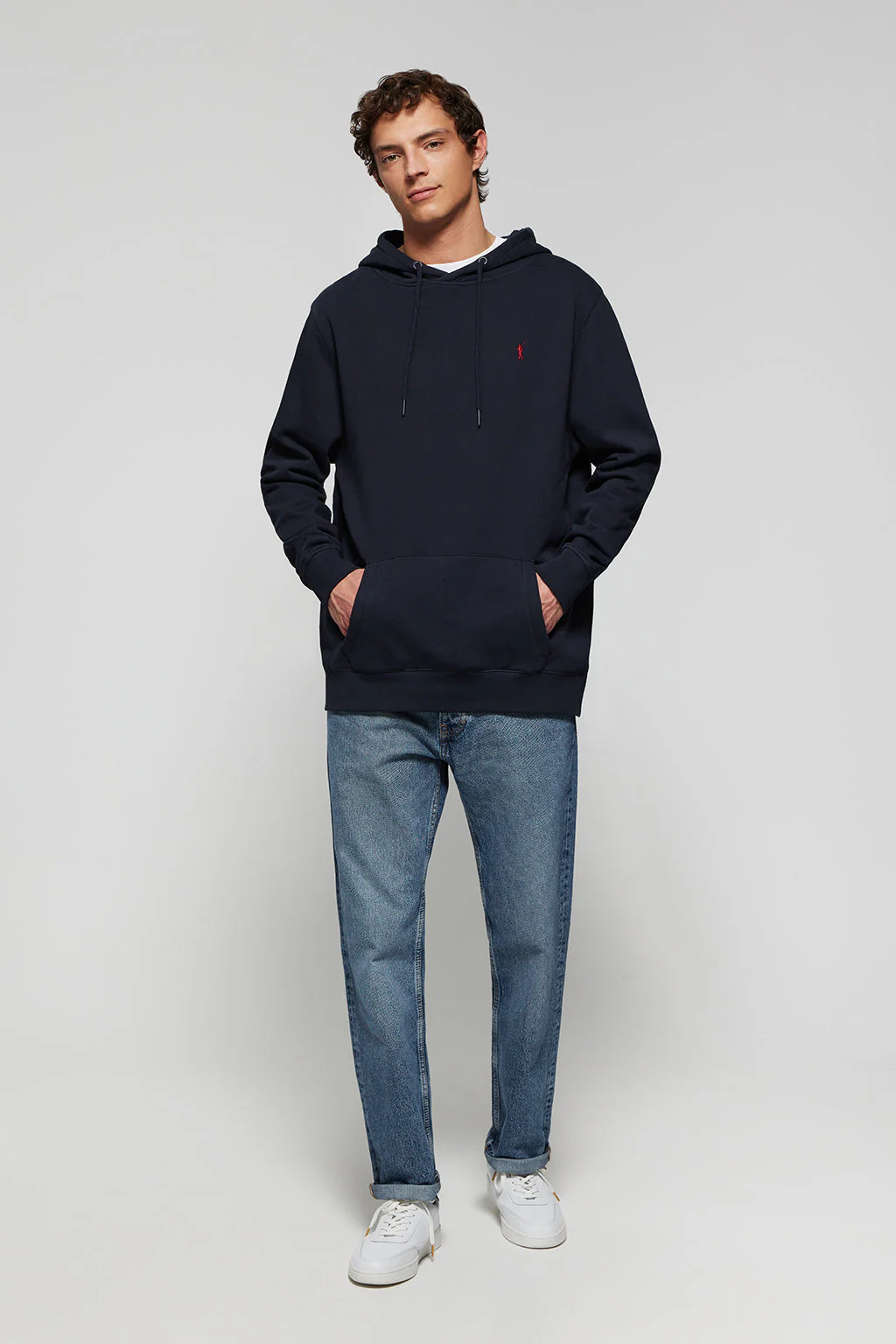 Sudadera con capucha y bolsillos azul marino con logo Rigby Go - Image 3