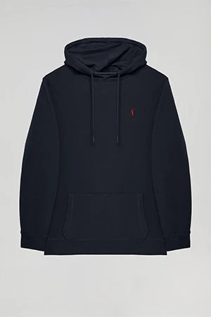 Sudadera con capucha y bolsillos azul marino con logo Rigby Go - Image 9